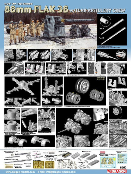 Dragon 1/35 88mm Flak 36 w/Flak Artillery Crew | 6260