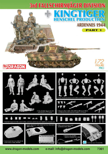 Dragon 1/72 3rd Fallschirmjager Division + Kingtiger Henschel Production (Ardennes 1944) Part 1 | 7361