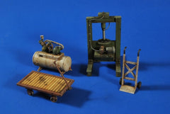 Verlinden 1/35 Panzerwerk: Hydraulic Press, Compressor, and Carts  | VER2616