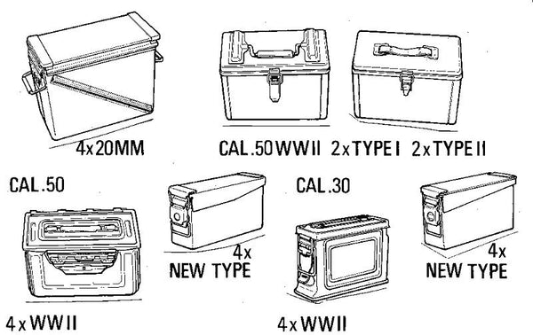 Verlinden 1/35 Cal.30 &.50, 20mm Ammo Boxes  | VER305