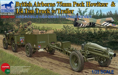 Bronco 1/35 British Airborne 75mm Pack Howitzer & 1/4 Ton Truck w/Trailer | CB35163