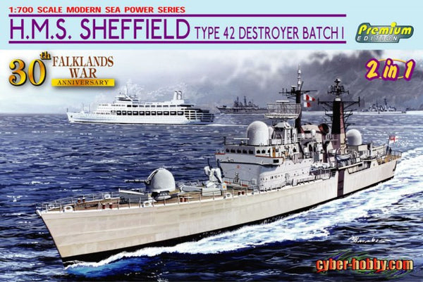 Cyber Hobby 1/700 H.M.S. Sheffield Type 42 Destroyer Batch 1 (Falklands War 30)  | CH7133
