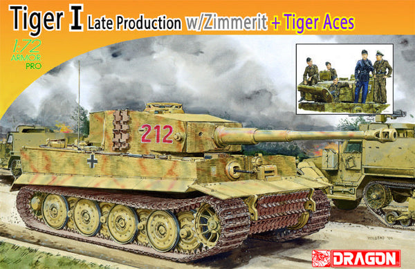 Dragon 1/72 Pz.Kpfw.VI Ausf.E Tiger I Late Production w/Zimmerit + Tiger Aces | 7440