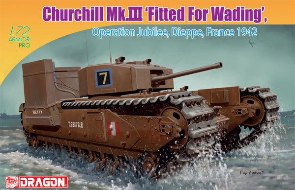 Dragon 1/72 Churchill Mk.III “Fitted For Wading” Operation Jubilee, Dieppe France 1942 | 7520