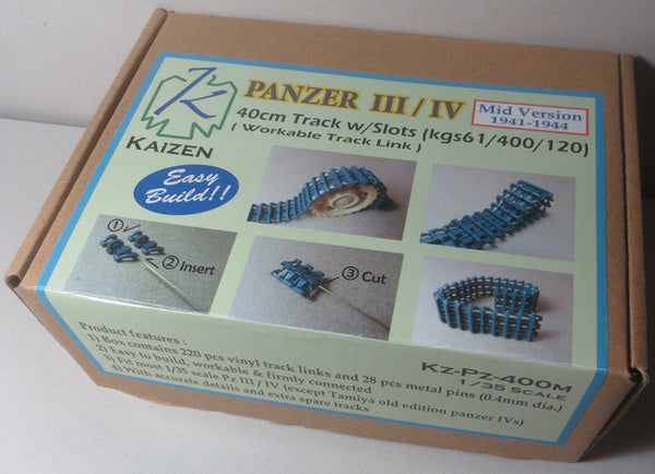 Kaizen 1/35 Panzer III/IV Mid Ver. 1941-1944 40cm Track w/Slots (kgs61/400/120) Workable Links