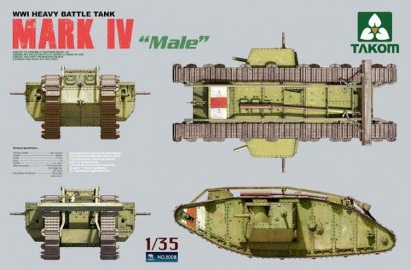 Takom 1/35 WWI Heavy Battle Tank Mark IV Male | 2008