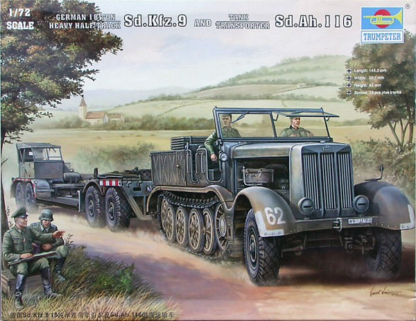 Trumpeter 1/72 German 18 Ton Heavy Half-Track and Tank Transporter Sd.Kfz.9 and Sd.Ah.116 | 07275